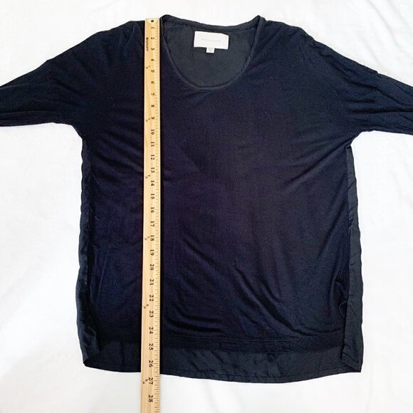 Brochu Walker black long sleeve mixed materials silk high low top - Medium - Picture 8 of 8